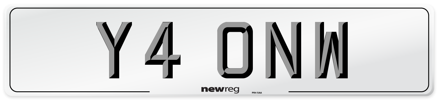 Y4 ONW Number Plate from New Reg